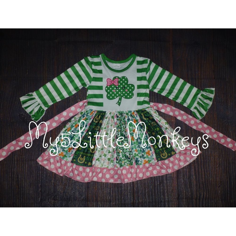 St Patricks Day Girls Boutique Panel Twirl Dress